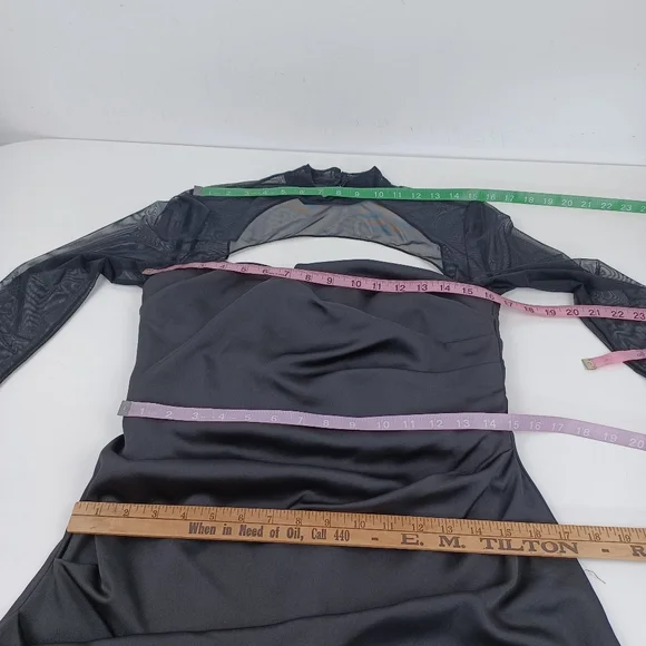 Alieva Maya Draped Corset Mini Dress Size L Women Long Sleeve Silk Satin Black - Picture 12 of 14